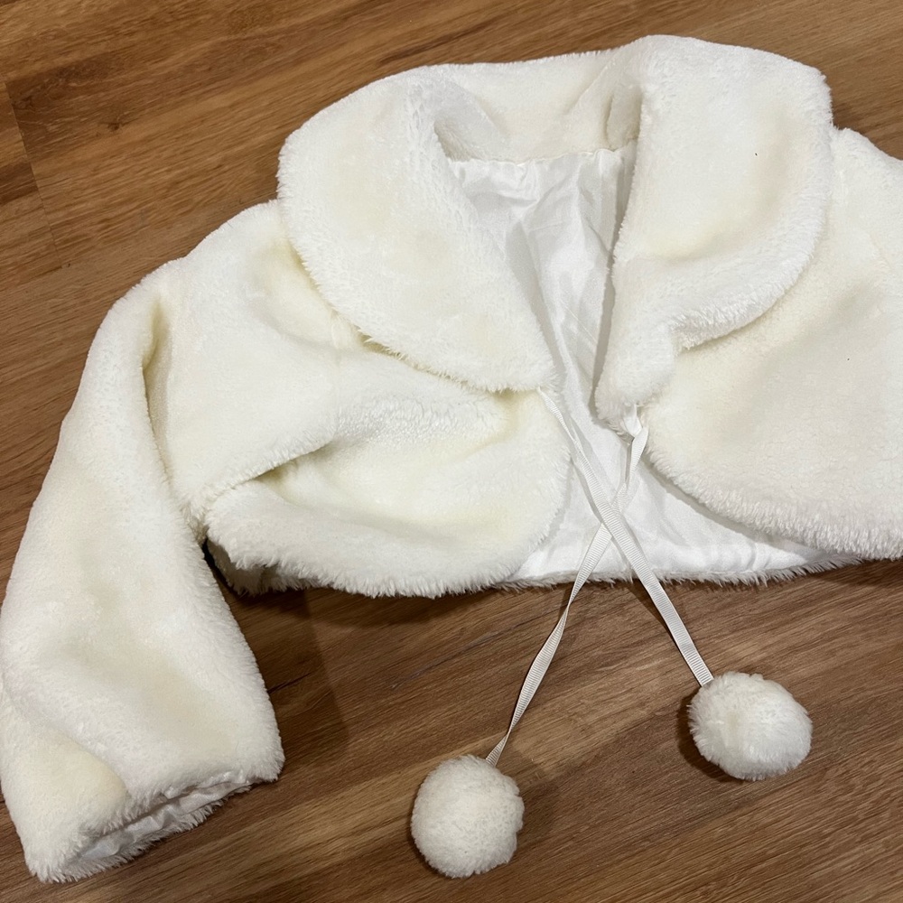 Kids White Faux Fur Jacket